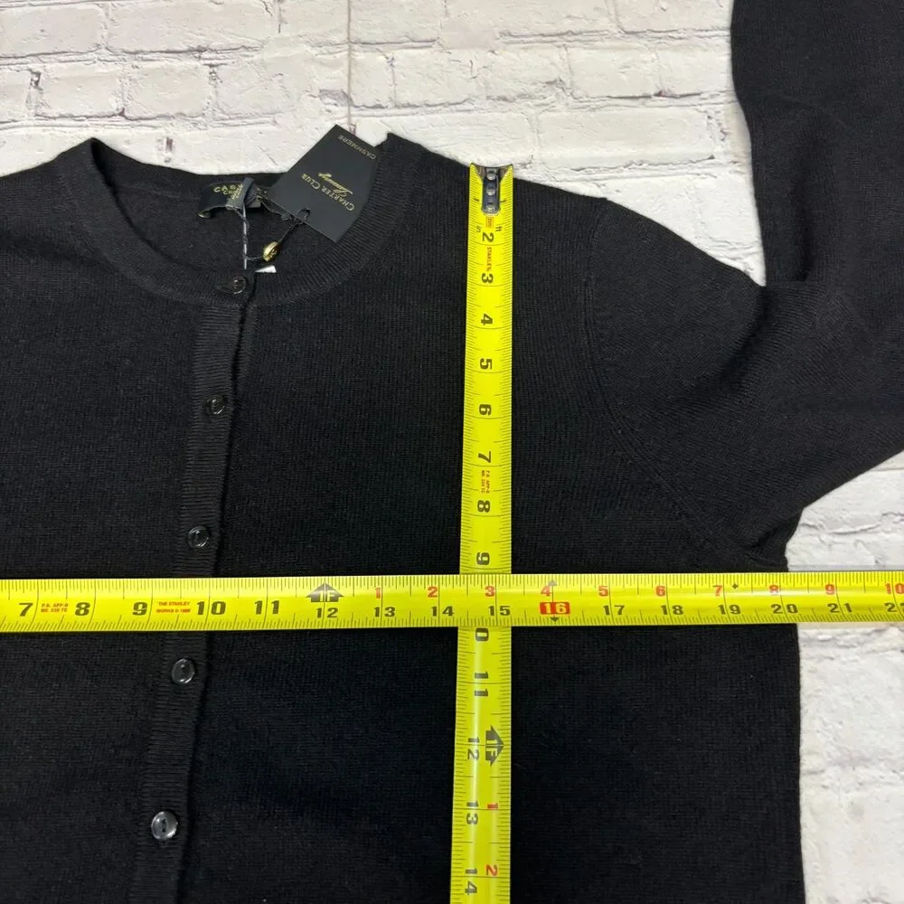 NWT Charter Club Women 100% Cashmere Cardigan Sweater Size Large Black C124 -22